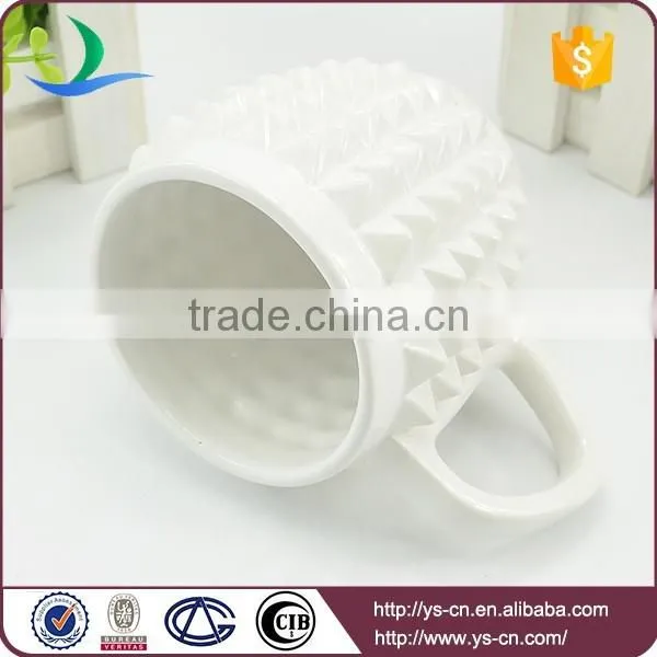 Wholesale unique embossed ceramic mug white