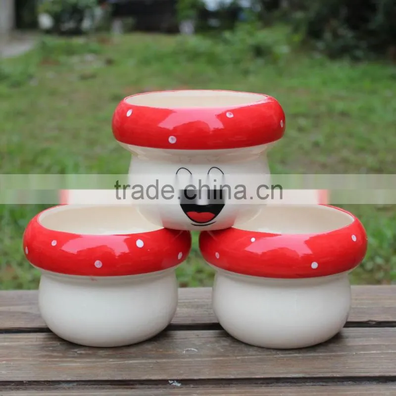 Cute garden decor small ceramic smiling face planters