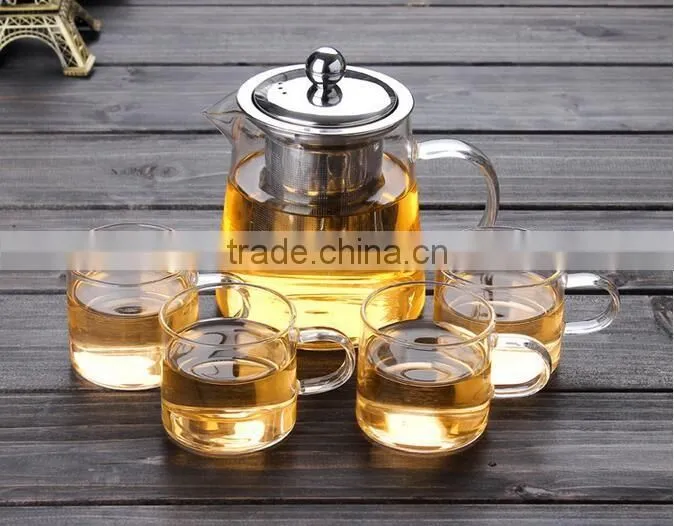450ml/700ml borosilicate glass teapot heat resistant glass teapot with stainless steel filter