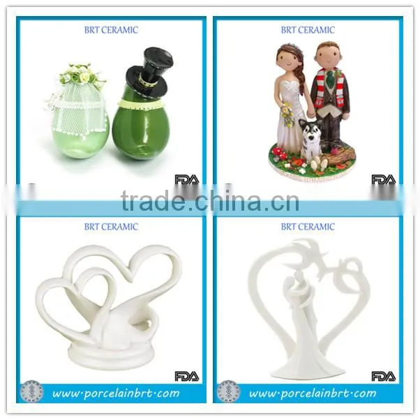 Romantic heart white porcelain wedding cake topper