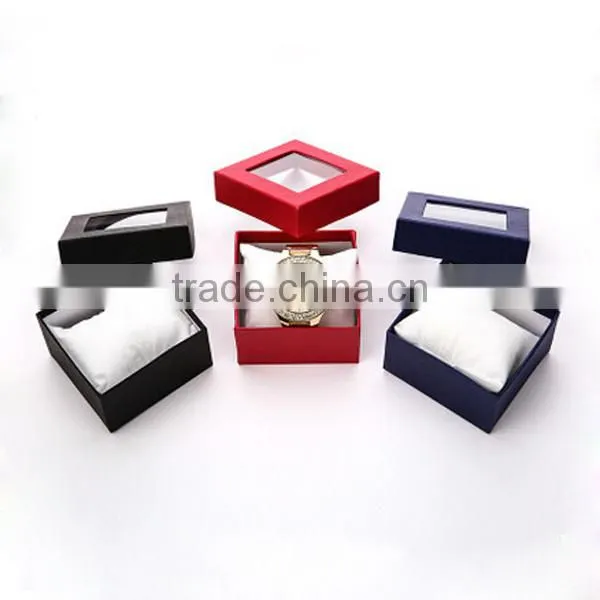 Paper watch gift box with clear window lid