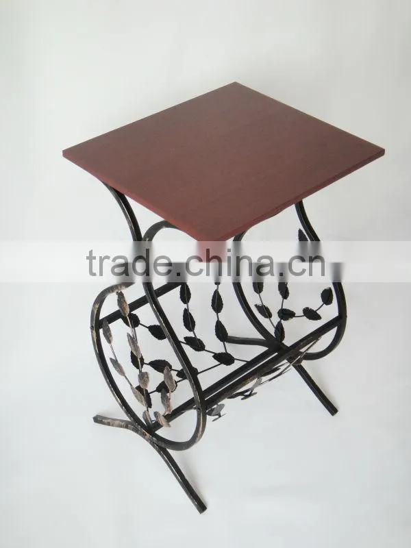 New Metal Leaf Design magazine table tempered wooden top coffee table