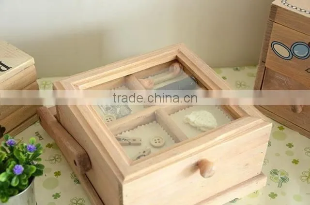 Rural style wooden sewing box