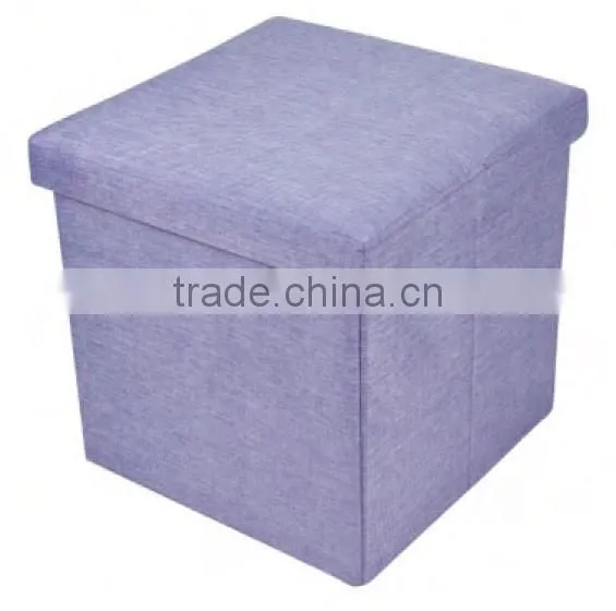 Collapsible Storage Ottoman Cube Foot Rest Stool Comfy Linen-like Fabric Lift Off Top