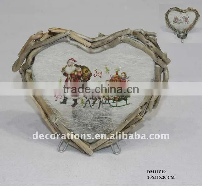 wooden christmas candle holder with print