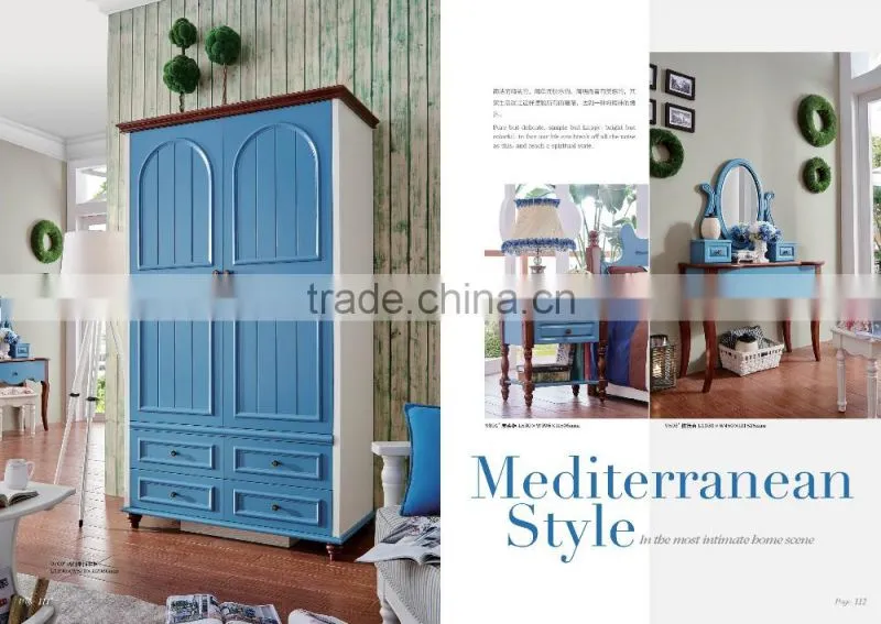 MJ9903 in stock neoclassic popular skype blue matching bedroom home furniture queen king size young people children bedroom set