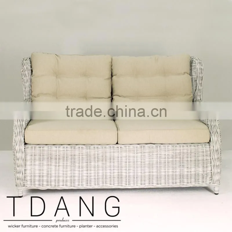Driago Wicker Sofa- Outdoor Rattan Bench- Grey Wicker Bench