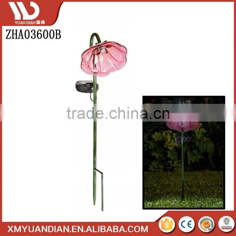 Mini Glass Metal Bell Flower Garden Stake Color Changing Led Handpainted Polyresin Figurine Solar Powered Light