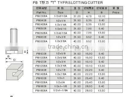 high efficiency "T" Type Slotting Cutter,woodworking router bit ,