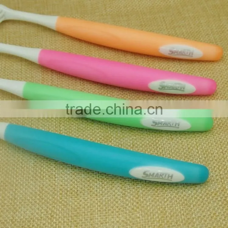 Dupont nylon rounded bristle Long rubber handle adult toothbrush