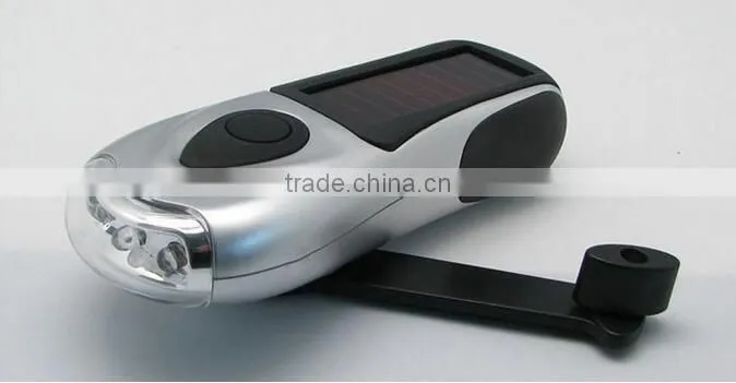 Cheap Oem Multi function mini solar and dynamo 3 LED Emergency flashlight