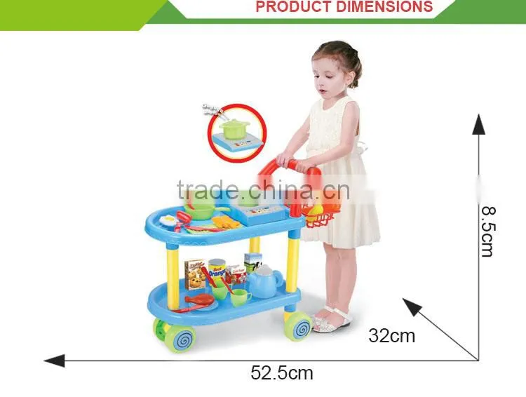 Wholesale plastic toy electric kids kitchen trolley with wheels