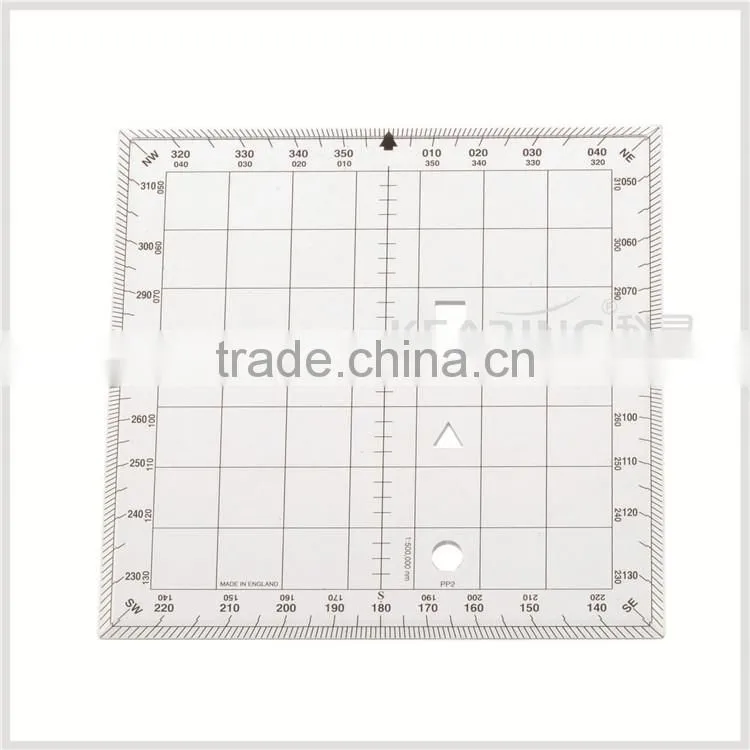 Durable flexible plastic Nautial grid protractor / square aviation protractor plotter ( 1 mm thickness ) # KPP-4