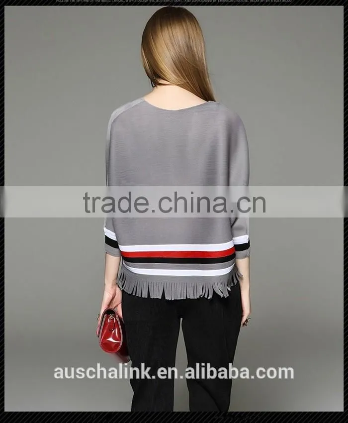 2016 summer loose oversized colorful combination striped t-shirt