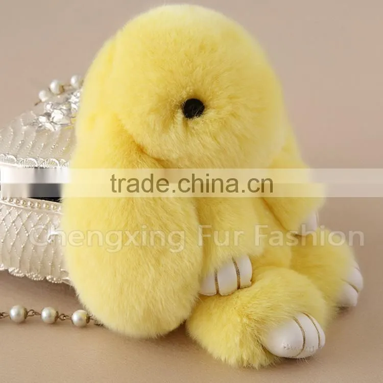 CX-R-10A Fancy Genuine Rex Rabbit Fur Bunny Fur Keychain Bag Charm