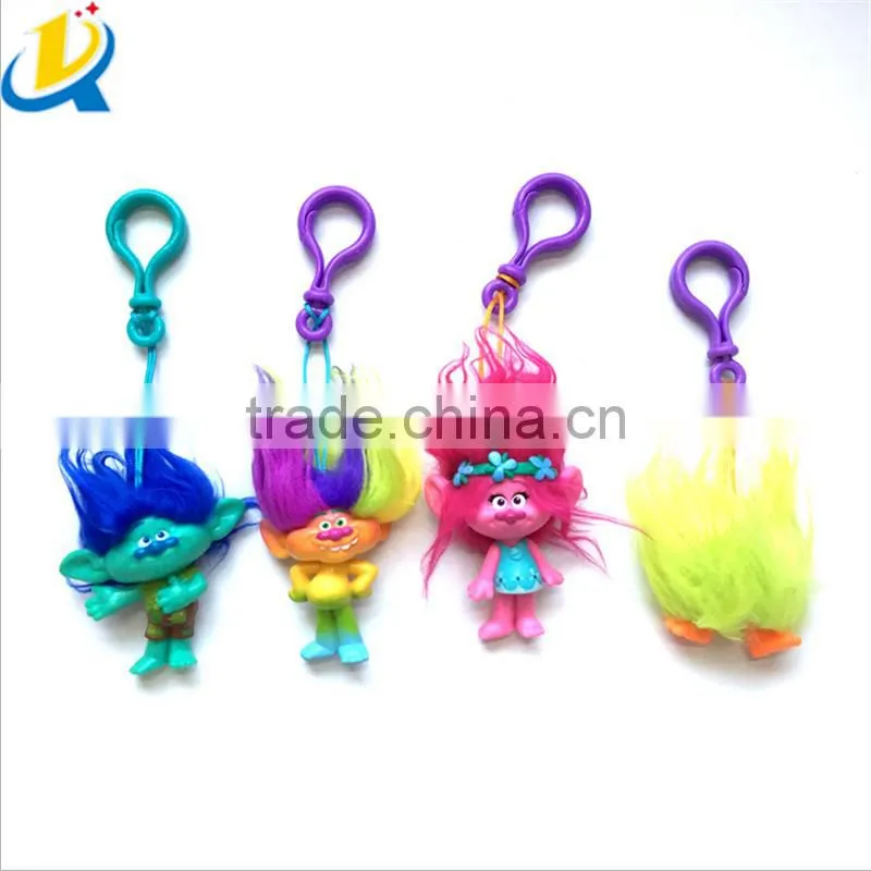 2016 Popular new movie custom cartoon cute pvc Trolls toy keychain