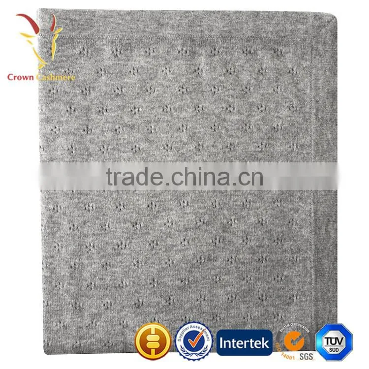 High Quality Soft Knitted Plain 100% Cashmere Wool Infant Baby Blanket