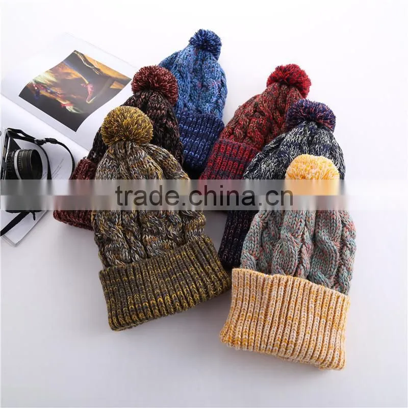Women's Hat Winter Shoe Female Knit Autumn Thicken Pom Hats For Girls Caps thicken cap
