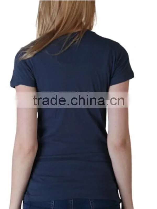 ladies blank v-neck t-shirt with short sleeve plain