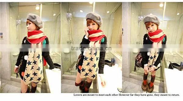 Korean latest American flag Creative stitching design warm knitting scarf,hijab scarf fashion scarves