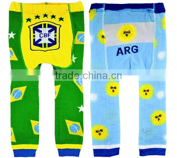 Hot Sale Girls And Boys PP Pants Cooton With World Cup Pattern Knit Children Leggings For Toddle Wear Free Shipping SC40822-7