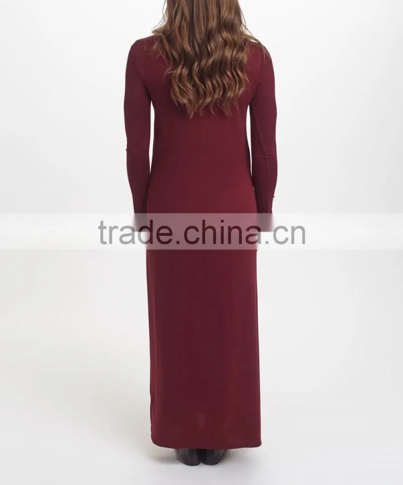 Newest Maternity Dresses With Burgundy Maternity Side-Slit Maxi Dress Fashion Women Clothing WD80817-19
