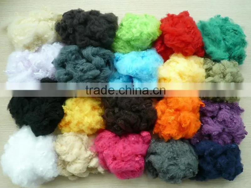 China wholesale dope dyed polyester staple fiber ,recycled polyester staple fiber filling HCS 7d ,15d padding use