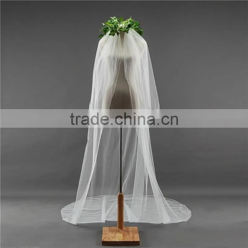 wholesale Wholesale White Wedding Lace long Tulle Bridal Veils 2017 HL07