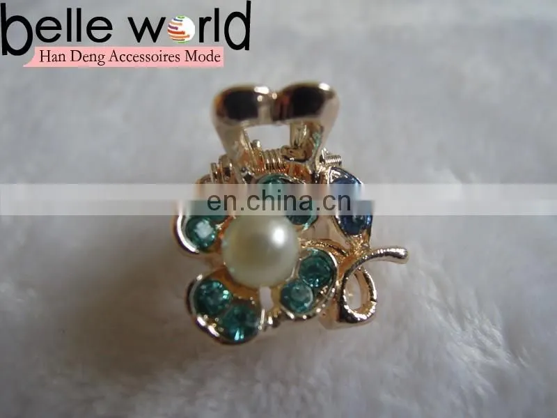 Wedding Flower Rhinestone Pearl Mini Hair Claw Clips