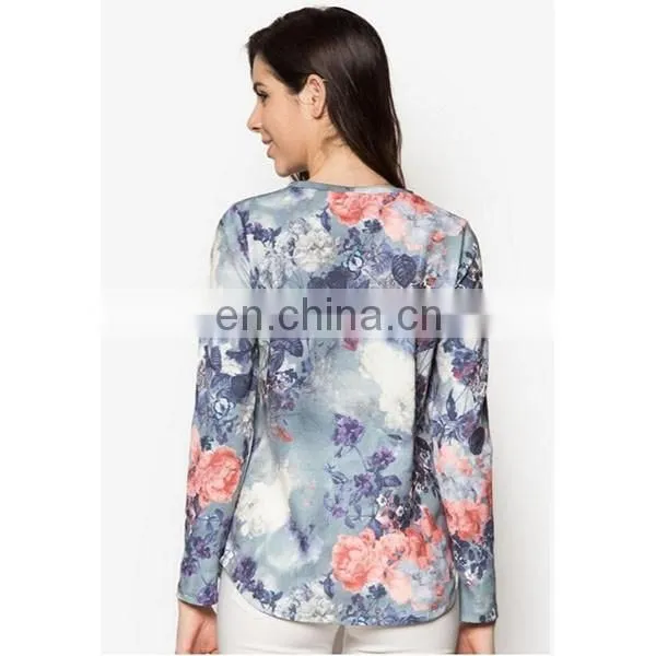 Latest crew neck sweatshirt and tops for women long sleeve muslim blouse
