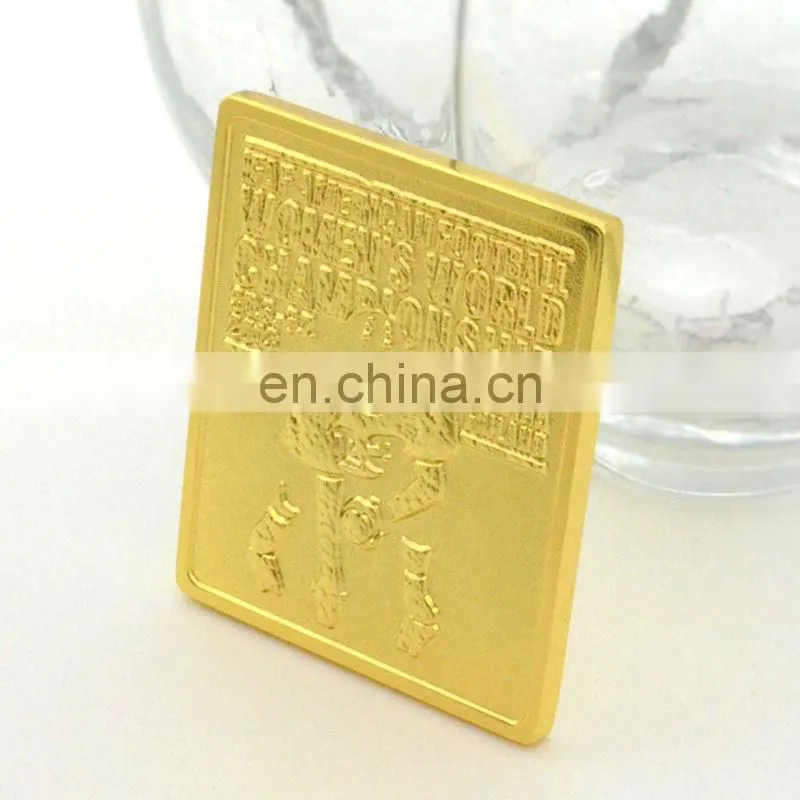 Rectangle shape metal gold coins personalized