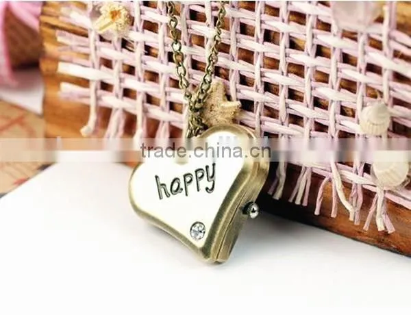 Retro necklace watch happy branded necklace watch quartz necklace watch