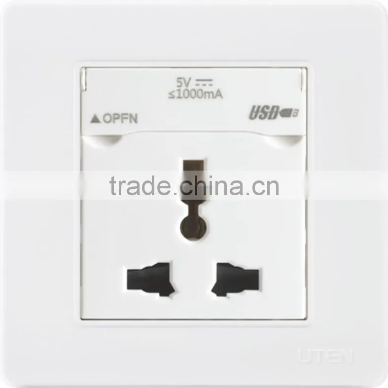 13A electrical socket with 2 USB wall socket
