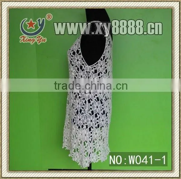 2013 New Fashion Ladies Embroidered Lace Cropped Tank Top/Sleeveless Lace Top/Crochet Lace Top