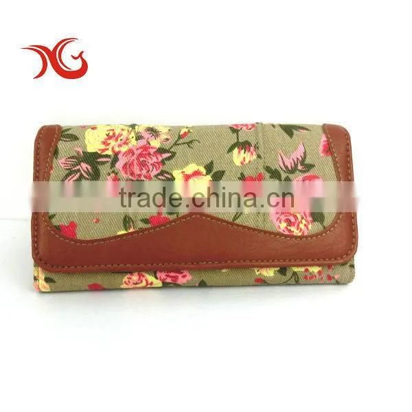 flower design canvas wallet for women