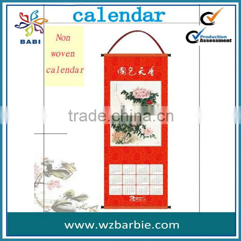 2014 newest design non woven calendar/Wall hanging calendar