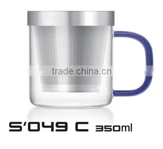 350ml High Borosilicate Glass Teacups,Mugs with Stainless Steel Infuser/Strainer/Filter