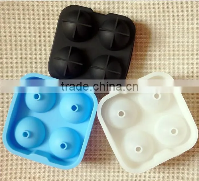 Best Sale product 2016 large 4 cavity ice sphere, silicone ice ball mold