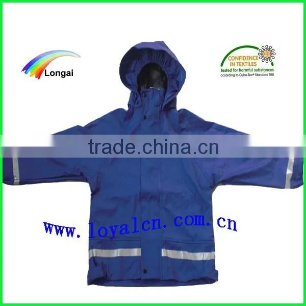 waterproof raincoat good quality blue jacket pu for boys
