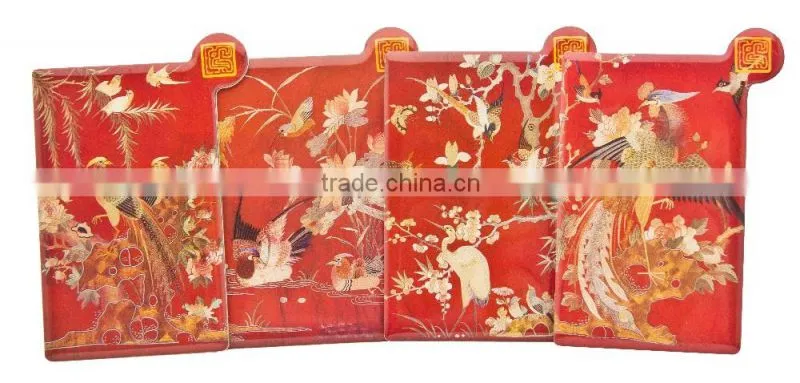 women chinese element newest design square pocket mirror with packing