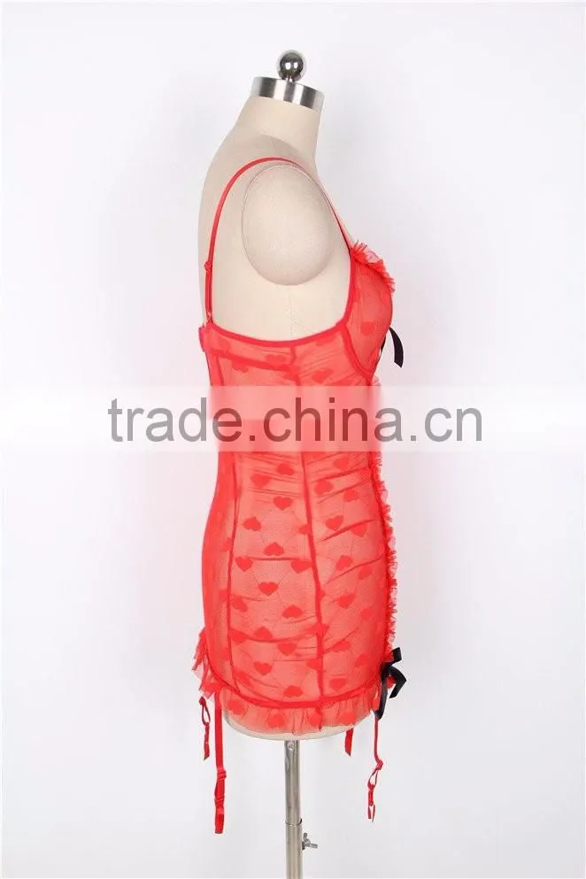 Sexy Heart Jacquard Mesh Garter Slip