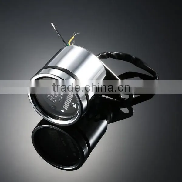 12V Motorcycle Digital 2 in 1 Tachometer RPM Shift Meter Fuel Gauge Meter with Digital LED Indicator