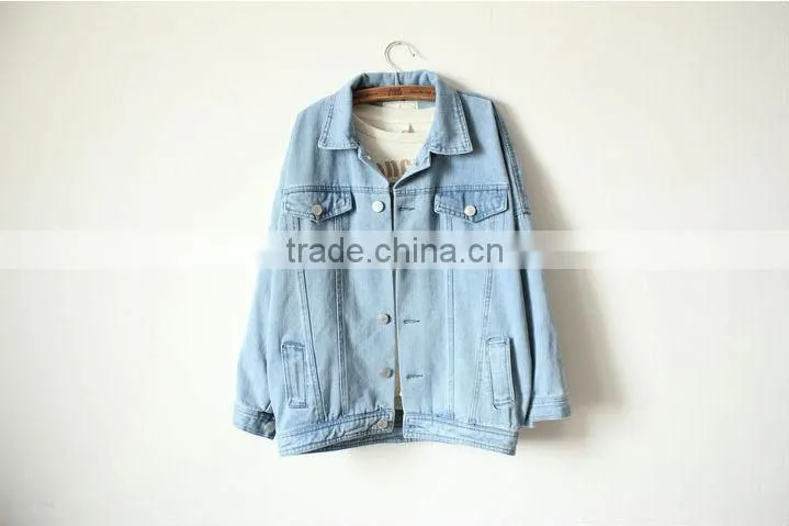 2014 new European and American women's long sleeve varsity jacket denim shirt women denim coat,hot!