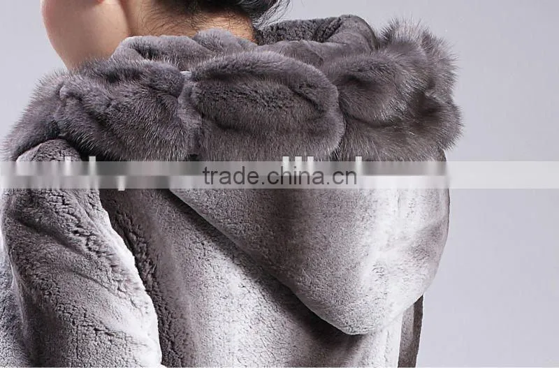 hot sell rex rabbit fur coat with unique design garment