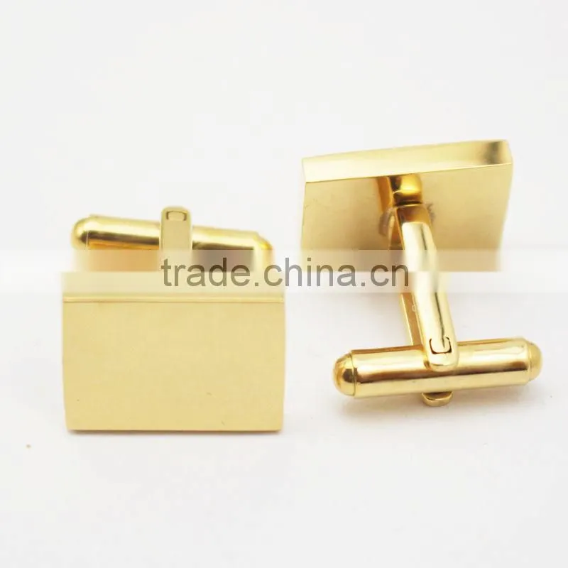 Round Personalized 316L stainless steel 18k gold plating plain custom engrave gold cufflink blank