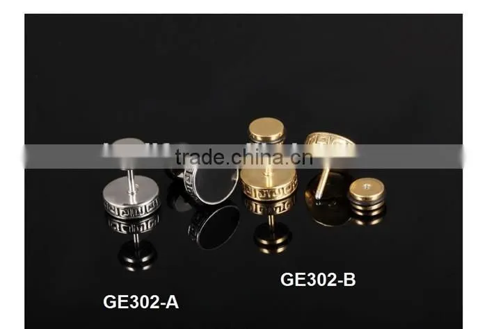 stainless steel man fashion design round shaped earrings