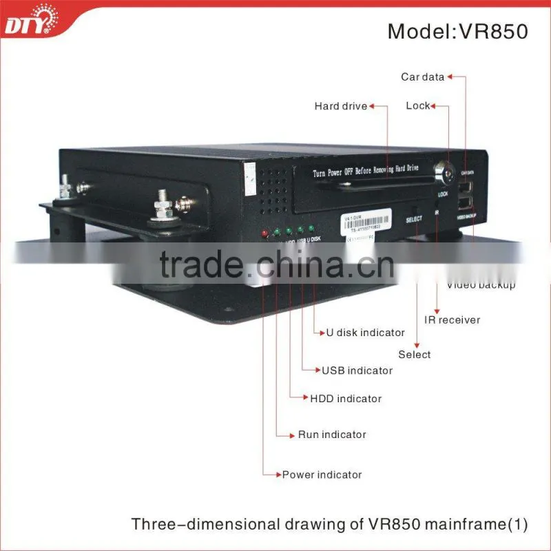 4 ch h.264 hard disk anti-vibration mobile dvr