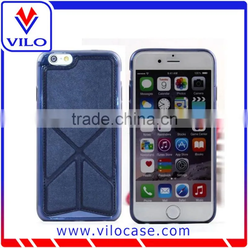 factory wholesales Utra slim tpu with leather kickstand mobile phone case for iphone 6
