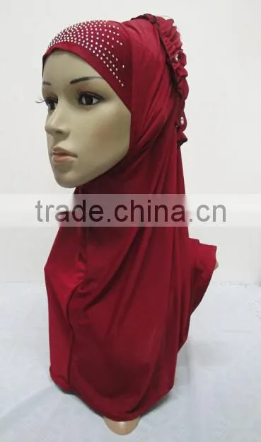 H242 latest muslim hijab scarf with flowers on back