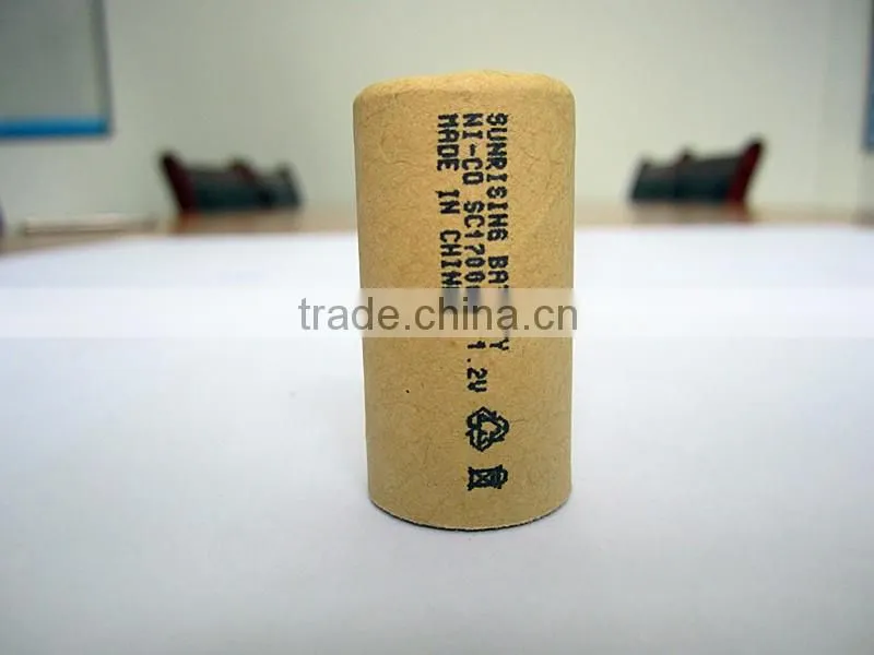 NiCd Rechargeable battery 1.2v sc1700 ni cd battery pack for power tools